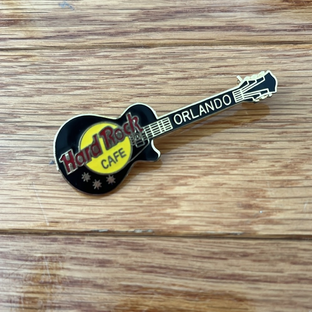 Vintage Hard Rock Cafe Orlando Black and Yellow Guitar Pin Collectible